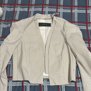 NWOT Zara Women's Black and White Striped Blazer